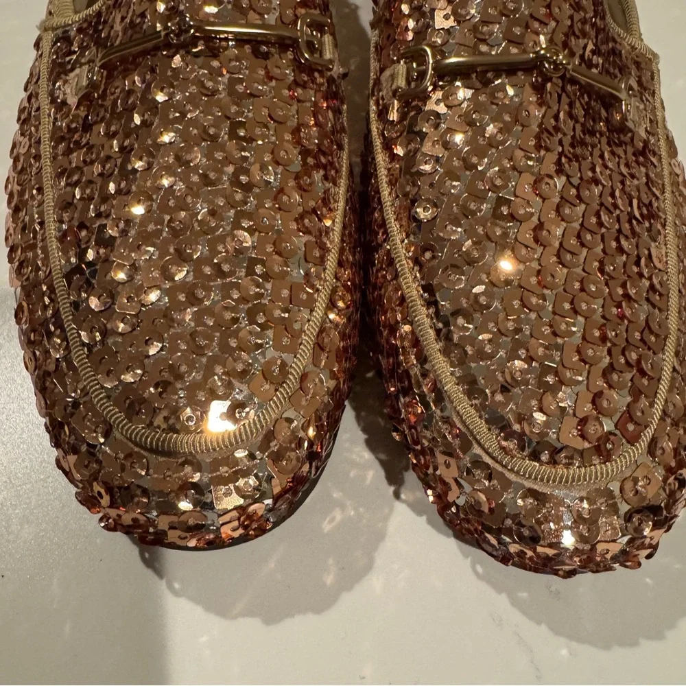 Sam Edelman Gold Sequin LORAINE BIT LOAFER kids size 2